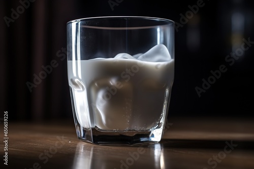 Chilled and Creamy Photo of a Glass of Iced Coconut Milk, a Refreshing Dairy-Free Delight