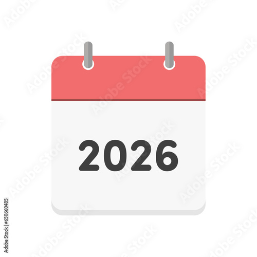 2026年のカレンダーの表紙のアイコン - リングのついた暦やプランナーのイメージ素材
