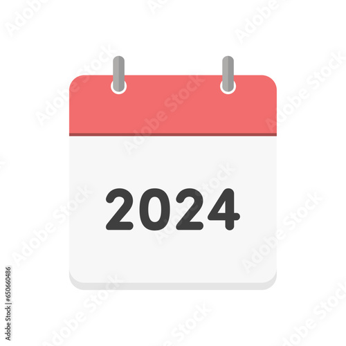 2024年のカレンダーの表紙のアイコン - リングのついた暦やプランナーのイメージ素材
