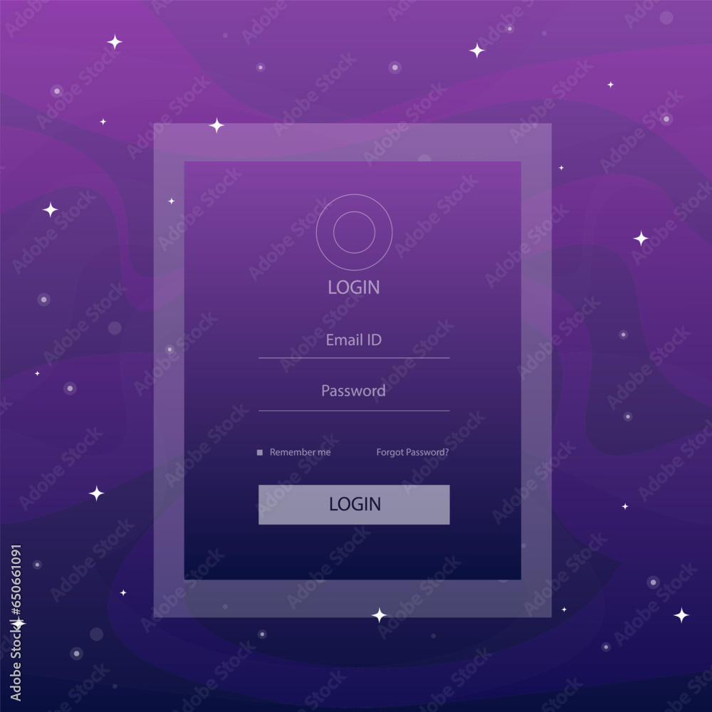 Log In Form On Abstract Background Night Sky With Fog And Stars Beautiful Lines And Sparkles Pink Purple Vector Design Log In Form On Abstract Background Night Sky With Fog And Stars Beautiful Lines And Sparkles Pink Purple Vector Design