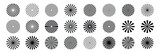 Starburst element. Radial sunburst stripes background. Sunburst icon collection. Retro sunburst design. Vector illustration.