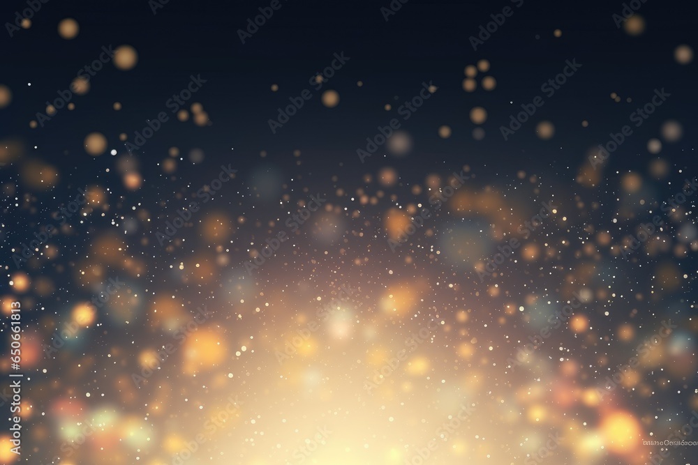 This vector illustration showcases an abstract background with gold bokeh lights and twinkling stars. With its vibrant and captivating design, it's sure to catch your eye.

 Generative AI - obrazy, fototapety, plakaty 