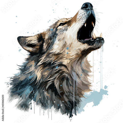 watercolor wolf vector design, isolated in tesfromale background. PNG