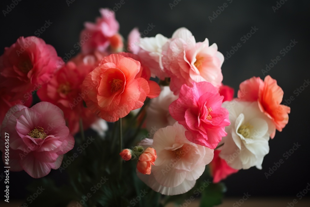 Botanical Elegance Begonia Bouquet - Colorful Harmony in Floral Splendor