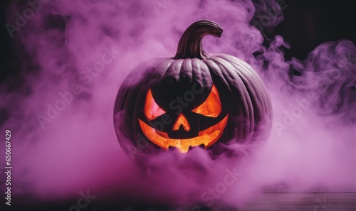 Halloween Pumpkin with Eerily Realistic Smoke photo