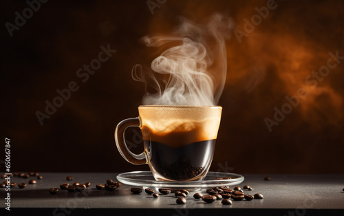 cup of coffee with smoke photo