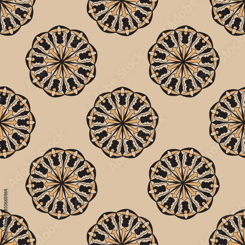 Seamless pattern with ornamental traditional ethnic motifs. Abstract background for textile, wallpaper, packaging, scrapbook, wrapping paper, web pages.