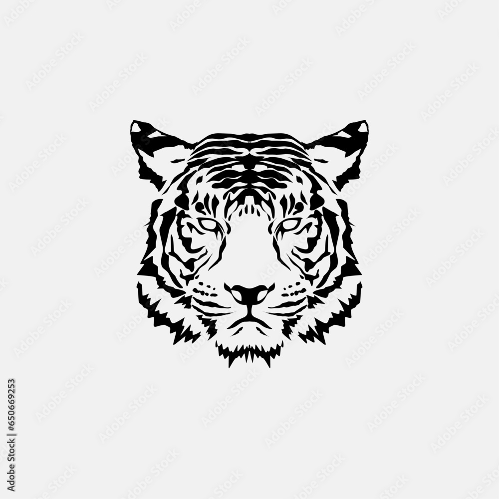 Obraz premium tiger head silhouette vector illustration 