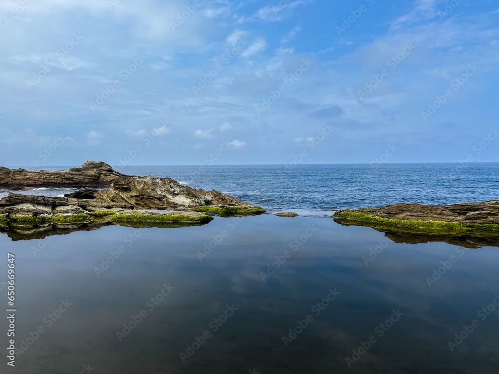 Seawater pond in front of the Atlantic Ocean near Hondarribia, Basque Country, Spain. Seawater pond in front of the Atlantic Ocean near Hondarribia, Basque Country, Spain.