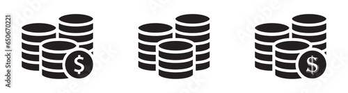 Money coin icon, Gold coin con, vector illustration