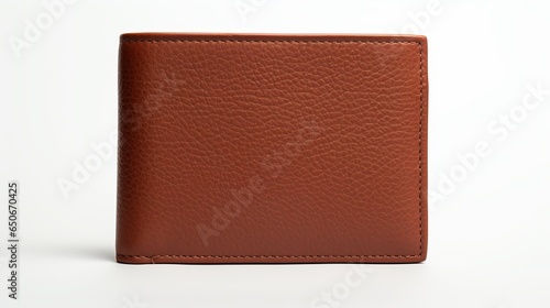 A leather brown wallet purse for a man with an elegant design on a white background