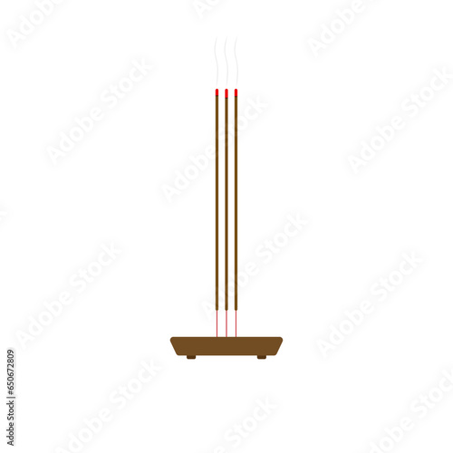 ceramic incense bowl flat design vector illustration. chinese culture tradition