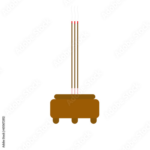 ceramic incense bowl flat design vector illustration. chinese culture tradition