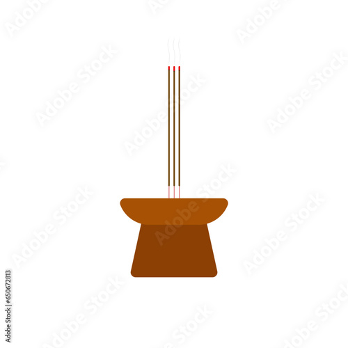 ceramic incense bowl flat design vector illustration. chinese culture tradition