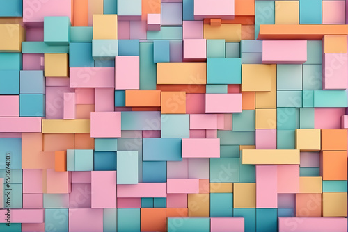 Colorful low saturation 3D square wall background