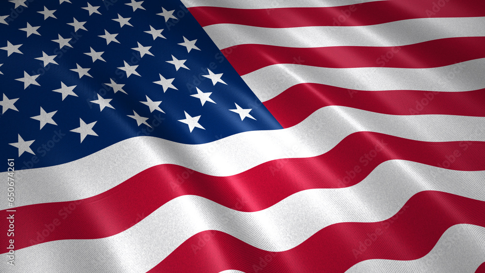 Fototapeta premium United States waving flag. 3D illustration