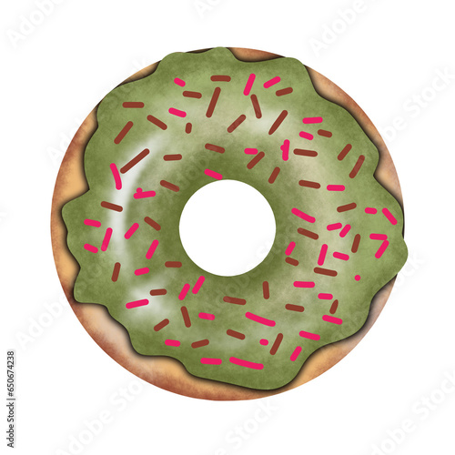 Matcha donnut cream illustration photo