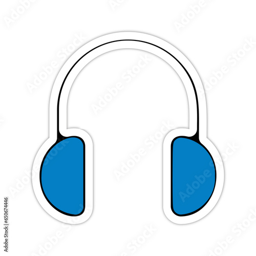 picto logo icones et symbole casque audio ecouteur fin bleu relief