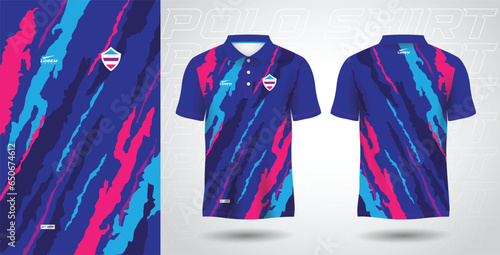 blue purple and pink color polo sport shirt jersey template