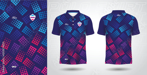 blue purple and pink color polo sport shirt jersey template