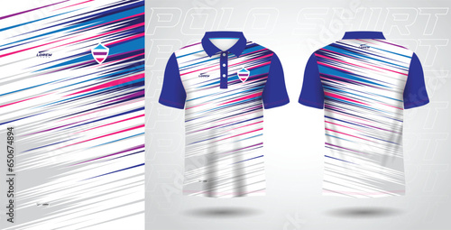 blue purple and pink color polo sport shirt jersey template