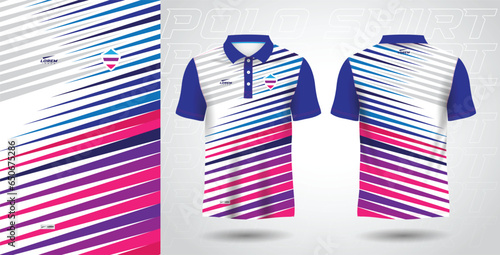 blue purple and pink color polo sport shirt jersey template