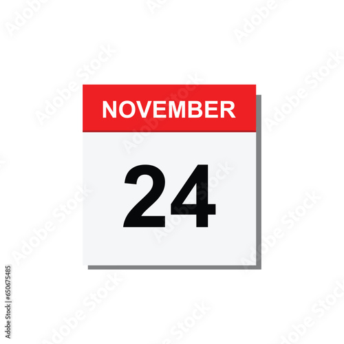 calender icon, 24 november icon with white background