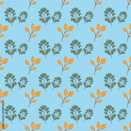 Seamless pattern Autumn leaf border. Gift wrap and scrapbook. Vector illustration for wallpaper, gift paper, fill patterns, web page backgrounds, autumn greeting cards.