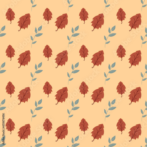 Seamless pattern Autumn leaf border. Gift wrap and scrapbook. Vector illustration for wallpaper, gift paper, fill patterns, web page backgrounds, autumn greeting cards.