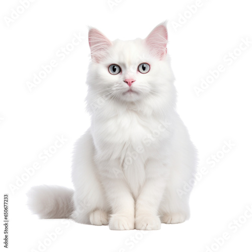  Cute white cat isolated on white background