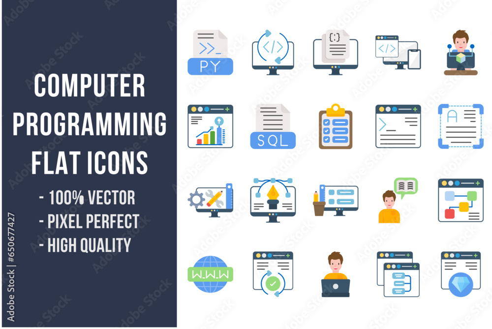 Computer Programming Flat Icons Computer Programming Flat Icons