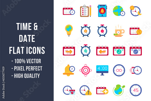 Time and Date Flat Icons