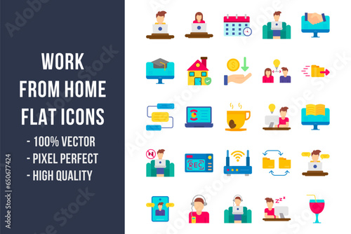 Work from Home Flat Icons