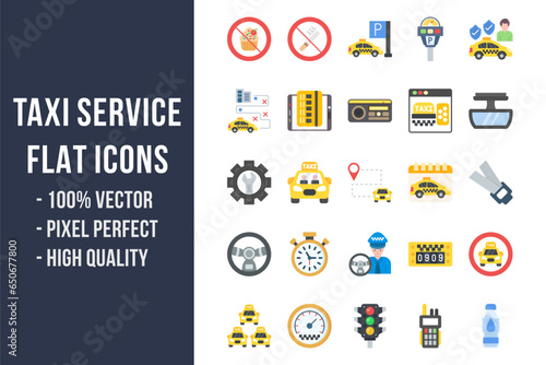 Taxi Service Flat Icons
