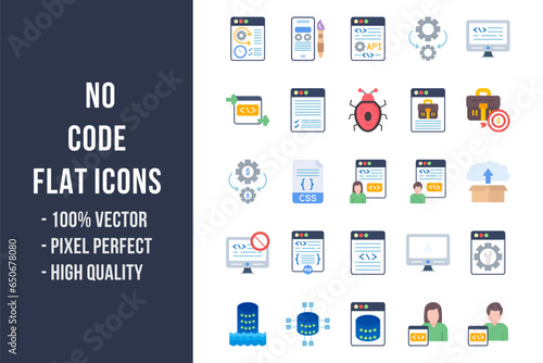 No Code Flat Icons