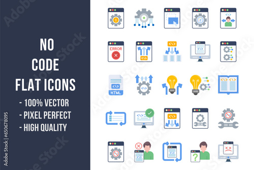 No Code Flat Icons