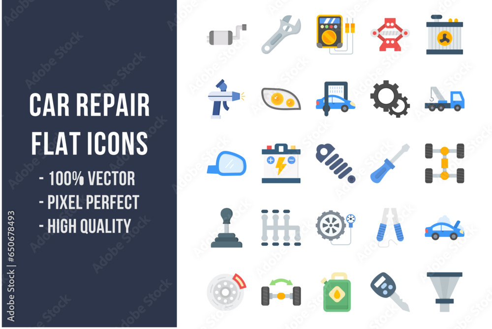Fototapeta premium Car Repair Flat Icons