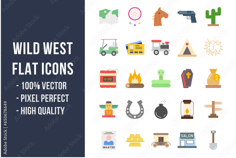 Obraz premium Wild West Flat Icons