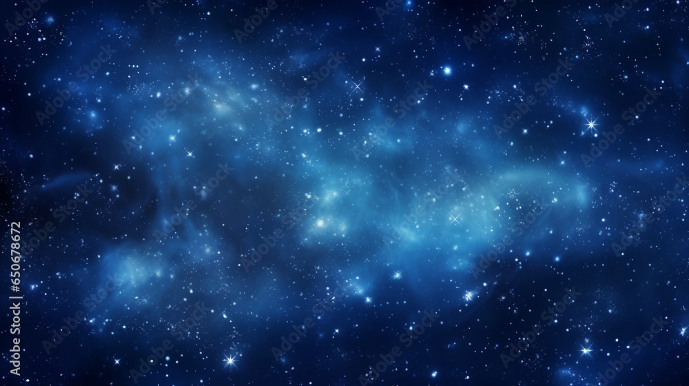 Naklejka premium dark blue space sky with nebula and many stars