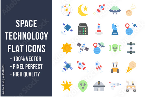 Space Technology Flat Icons