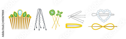 Hair Clip, Grip and Headpin Accessory Vector Set