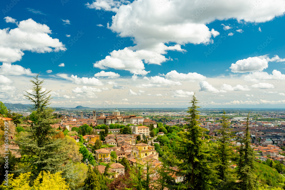 Bergamo, Italy. City view on a cloudy day.	