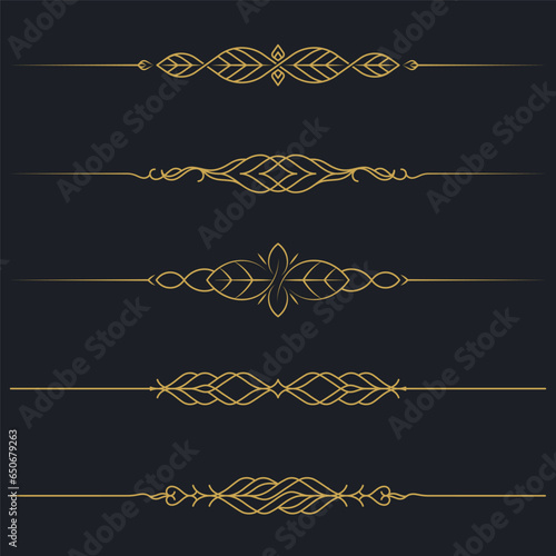 Gold Luxury Premium Wedding Decoration Lines Isolated Element. Vector illustr...