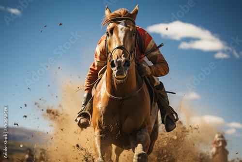 jockey  on racing horse © nataliya_ua
