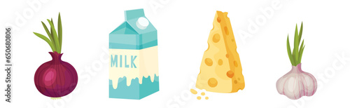 Lasagna Pasta Recipe with Product Ingredients Vector Set