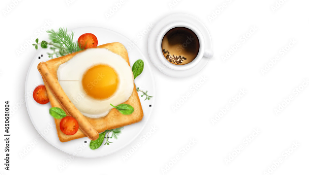 Toast Fried Egg Composition Toast Fried Egg Composition