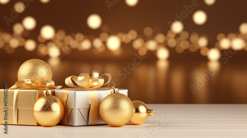 Abstract Christmas background, gifts, balls