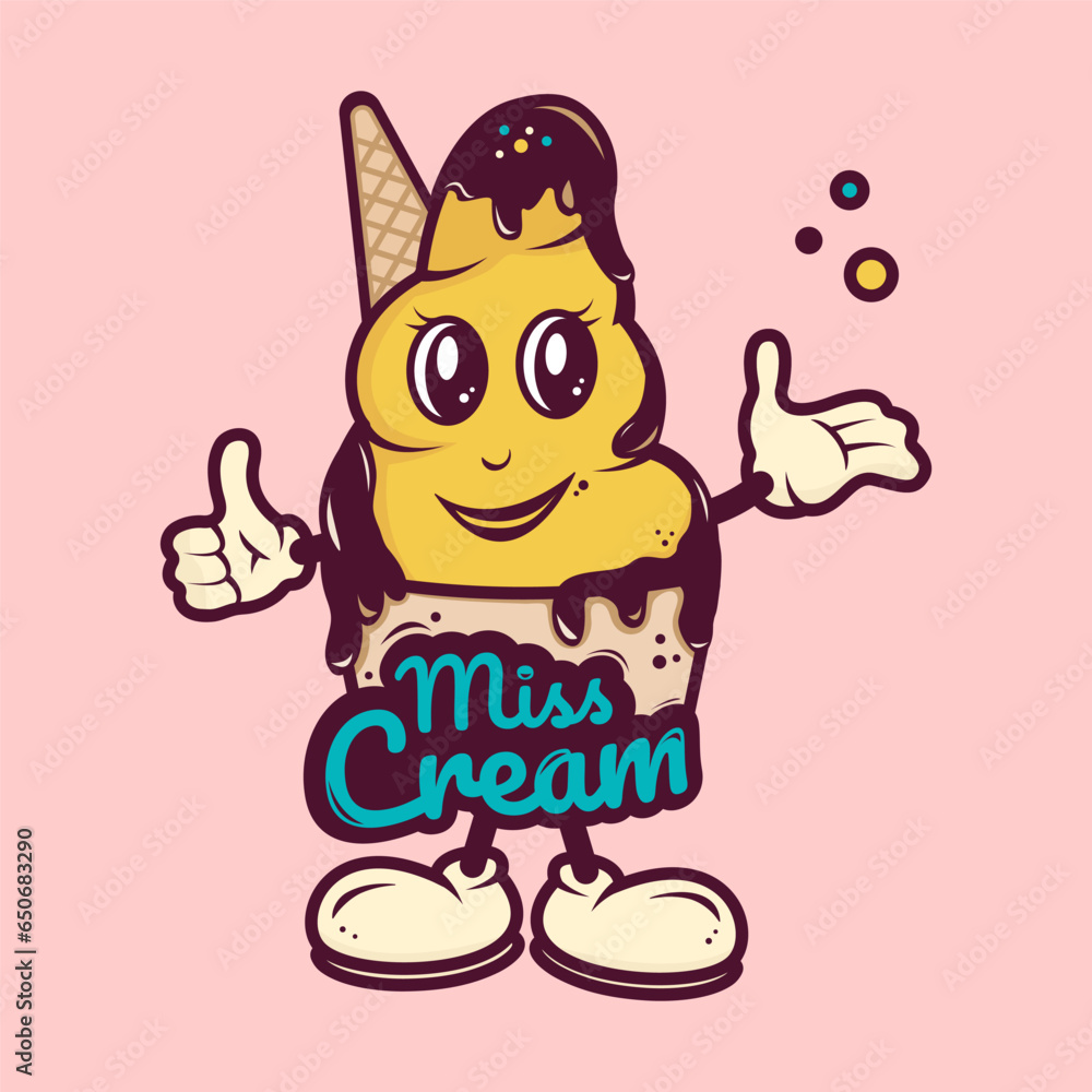 Ice Cream Gelato Mascot vector logo. Premium character design