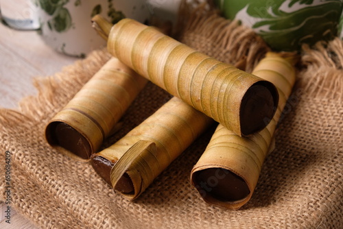 Clorot, celorot, cerorot, or jelurut is a traditional cake made from rice flour with coconut milk, wrapped in coconut leaves or young coconut leaves in a cone shape. Indonesian, Malaysian, Brunei food