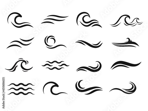 Vector line icon set with simple doodle wave. Illustration Can be edited again.